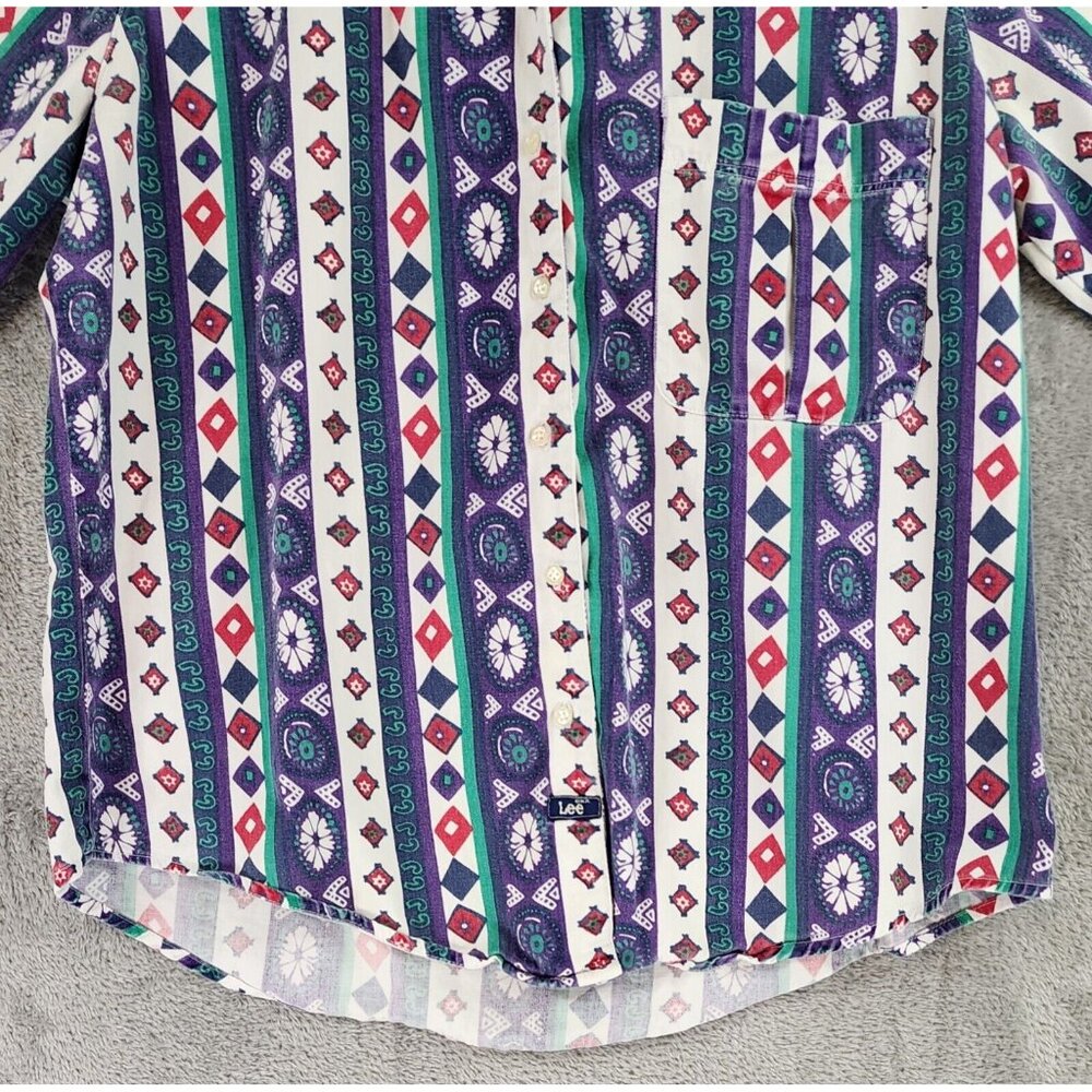 Lee Shirt Womens Extra Large Purple Striped Western Vintage Distressed Button up - Picture 7 of 9